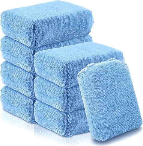 8 PCS Microfiber Applicator Pad, 4.7"x3.1" Scratch-Free Foam Buffing Scrub Pads, Car Wash Sponges for Effortless Detail Polishing, Waxing, Tire Shining, Interior Cleaning, Scrubbing (Blue) in Saudi Arabia