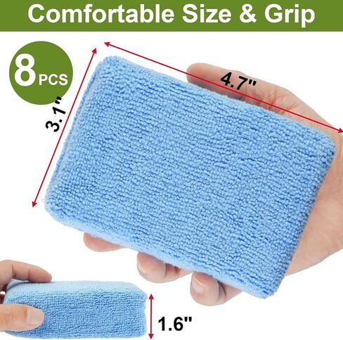 8 PCS Microfiber Applicator Pad, 4.7"x3.1" Scratch-Free Foam Buffing Scrub Pads, Car Wash Sponges for Effortless Detail Polishing, Waxing, Tire Shining, Interior Cleaning, Scrubbing (Blue) in Saudi Arabia