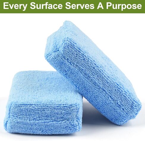 8 PCS Microfiber Applicator Pad, 4.7"x3.1" Scratch-Free Foam Buffing Scrub Pads, Car Wash Sponges for Effortless Detail Polishing, Waxing, Tire Shining, Interior Cleaning, Scrubbing (Blue) in Saudi Arabia