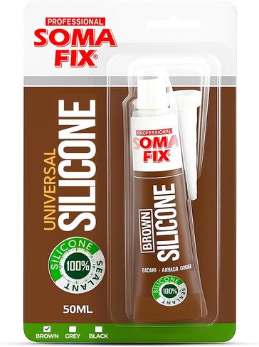 Silicone Caulk - Squeeze Tube Silicone Sealant for Wood, Kitchen, Bathroom, Sink, and Windows - Multi-Purpose & Waterproof (Brown) in Saudi Arabia