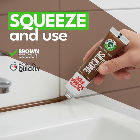 Silicone Caulk - Squeeze Tube Silicone Sealant for Wood, Kitchen, Bathroom, Sink, and Windows - Multi-Purpose & Waterproof (Brown) in Saudi Arabia