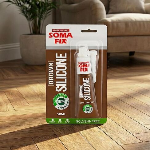 Silicone Caulk - Squeeze Tube Silicone Sealant for Wood, Kitchen, Bathroom, Sink, and Windows - Multi-Purpose & Waterproof (Brown) in Saudi Arabia