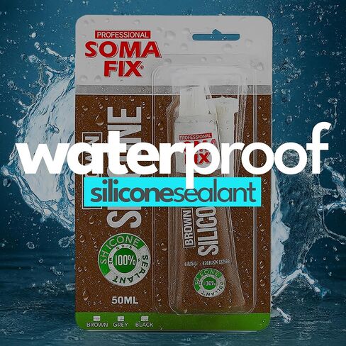 Silicone Caulk - Squeeze Tube Silicone Sealant for Wood, Kitchen, Bathroom, Sink, and Windows - Multi-Purpose & Waterproof (Brown) in Saudi Arabia