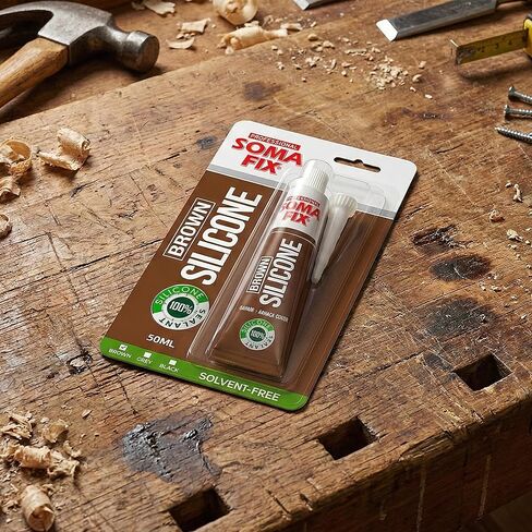 Silicone Caulk - Squeeze Tube Silicone Sealant for Wood, Kitchen, Bathroom, Sink, and Windows - Multi-Purpose & Waterproof (Brown) in Saudi Arabia