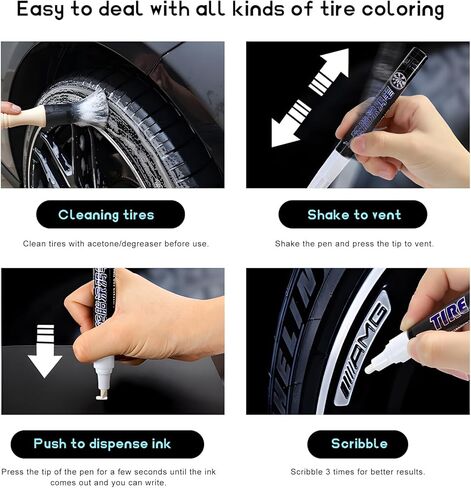 Tire Paint Pen for Car, Waterproof Paint Pens Oil-Based Markers for Tire Lettering, Quick Dry Non-Fading Tyre Pen Permanent Drawing Marker for Car Truck Motorcycle Tires (White) in Kuwait