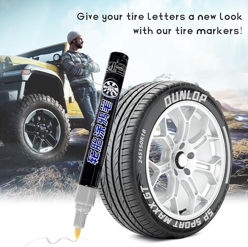 Tire Paint Pen for Car, Waterproof Paint Pens Oil-Based Markers for Tire Lettering, Quick Dry Non-Fading Tyre Pen Permanent Drawing Marker for Car Truck Motorcycle Tires (White) in Kuwait
