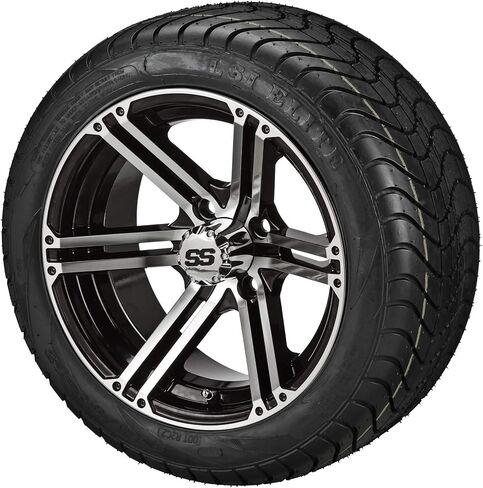 عربة RM مقاس 12 بوصة يوكون باللون الأسود/مصنوعة على إطارات 215/40-12 LSI Elite (مجموعة من 4)، تناسب عربات Club Car وEZGo، وإطارات وعجلات عربة الجولف in Kuwait
