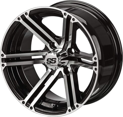 عربة RM مقاس 12 بوصة يوكون باللون الأسود/مصنوعة على إطارات 215/40-12 LSI Elite (مجموعة من 4)، تناسب عربات Club Car وEZGo، وإطارات وعجلات عربة الجولف in Kuwait