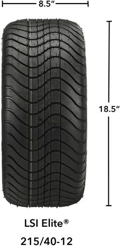 عربة RM مقاس 12 بوصة يوكون باللون الأسود/مصنوعة على إطارات 215/40-12 LSI Elite (مجموعة من 4)، تناسب عربات Club Car وEZGo، وإطارات وعجلات عربة الجولف in Kuwait