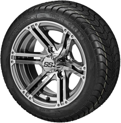عربة RM مقاس 12 بوصة يوكون باللون الأسود/مصنوعة على إطارات 215/40-12 LSI Elite (مجموعة من 4)، تناسب عربات Club Car وEZGo، وإطارات وعجلات عربة الجولف in Kuwait