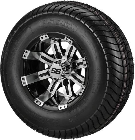 RM Cart 10" Casino Gun Metal Grey/مصنوع على إطار 205/65-10 LSI Elite 6 طبقات (مجموعة من 4) | مجموعة إطارات وعجلات عربة الجولف مع صواميل العروة القياسية in Kuwait
