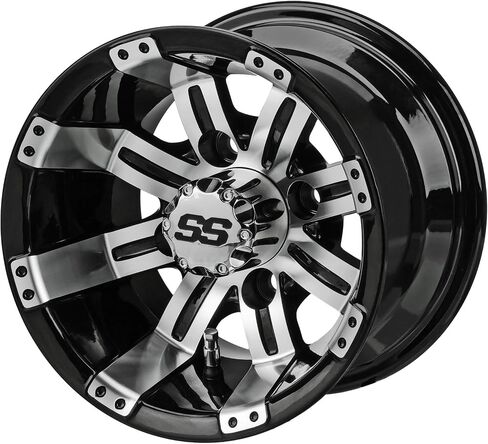 RM Cart 10" Casino Gun Metal Grey/مصنوع على إطار 205/65-10 LSI Elite 6 طبقات (مجموعة من 4) | مجموعة إطارات وعجلات عربة الجولف مع صواميل العروة القياسية in Kuwait