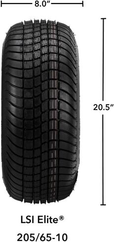 RM Cart 10" Casino Gun Metal Grey/مصنوع على إطار 205/65-10 LSI Elite 6 طبقات (مجموعة من 4) | مجموعة إطارات وعجلات عربة الجولف مع صواميل العروة القياسية in Kuwait