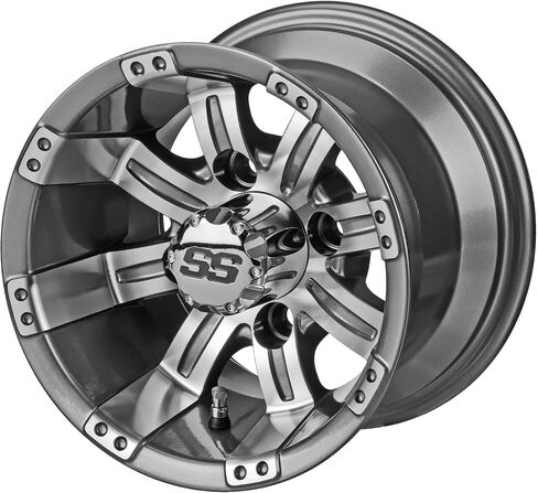 RM Cart 10" Casino Gun Metal Grey/مصنوع على إطار 205/65-10 LSI Elite 6 طبقات (مجموعة من 4) | مجموعة إطارات وعجلات عربة الجولف مع صواميل العروة القياسية in Kuwait