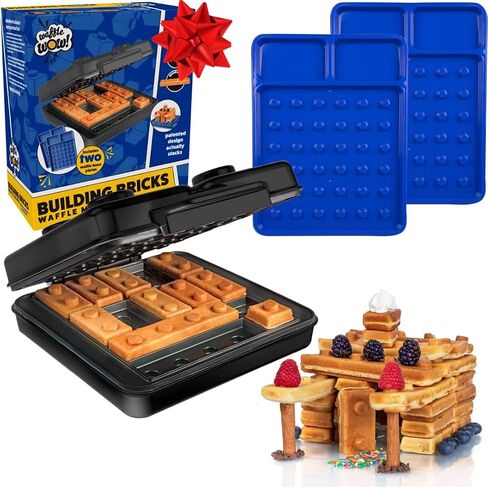 Building Brick Electric Waffle Maker, Cook Fun Buildable Waffles or Pancake | Make Houses, Cars, Animals Out of Stackable Waffles, Bite Sized for Kids, Nonstick Iron Machine with Recipe Guide, Family Fun in Saudi Arabia