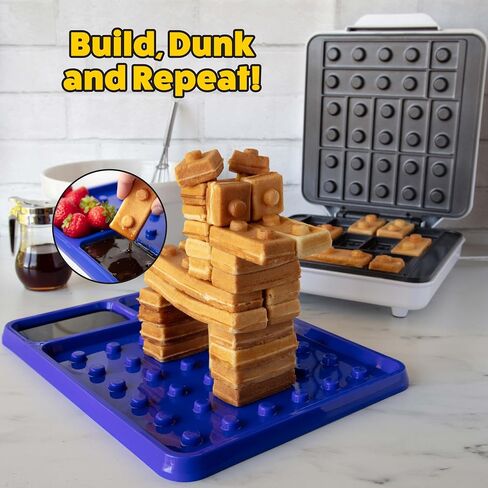 Building Brick Electric Waffle Maker, Cook Fun Buildable Waffles or Pancake | Make Houses, Cars, Animals Out of Stackable Waffles, Bite Sized for Kids, Nonstick Iron Machine with Recipe Guide, Family Fun in Saudi Arabia