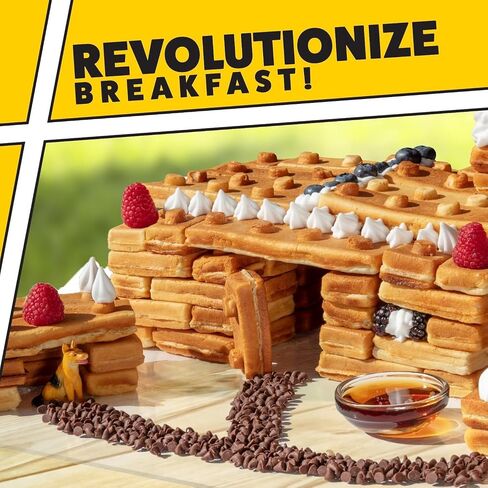 Building Brick Electric Waffle Maker, Cook Fun Buildable Waffles or Pancake | Make Houses, Cars, Animals Out of Stackable Waffles, Bite Sized for Kids, Nonstick Iron Machine with Recipe Guide, Family Fun in Saudi Arabia