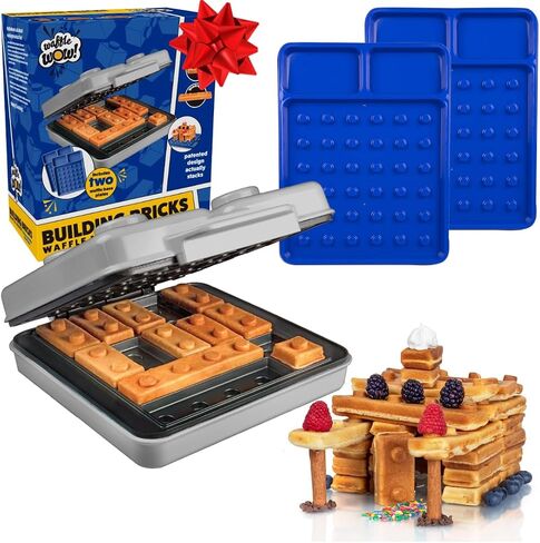 Building Brick Electric Waffle Maker, Cook Fun Buildable Waffles or Pancake | Make Houses, Cars, Animals Out of Stackable Waffles, Bite Sized for Kids, Nonstick Iron Machine with Recipe Guide, Family Fun in Kuwait