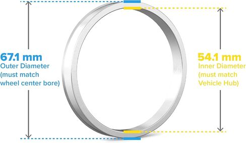 Hubcentric Rings (Pack of 4) - 95.1mm ID to 106.1mm OD - Silver Aluminum Hubrings - Only Works on 95.1mm Vehicle Hubs and 106.1mm Wheel Centerbore in Saudi Arabia