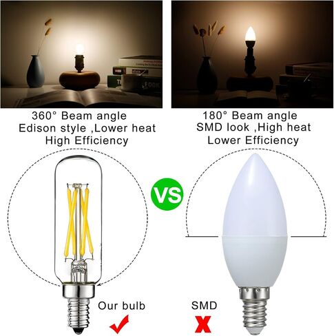 LiteHistory E12 LED لمبة 6W مصابيح شمعدان مكافئة 60 واط أبيض محايد 4000K AC120V 600LM عكس الضوء T6 T25 للثريات ومروحة السقف وشمعدانات الحائط حزمة من 6 in Kuwait