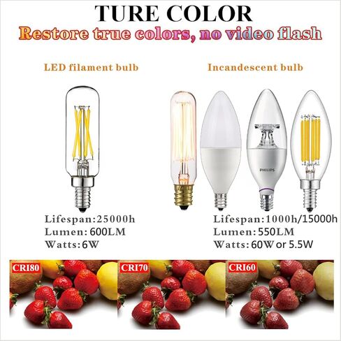 LiteHistory E12 LED لمبة 6W مصابيح شمعدان مكافئة 60 واط أبيض محايد 4000K AC120V 600LM عكس الضوء T6 T25 للثريات ومروحة السقف وشمعدانات الحائط حزمة من 6 in Kuwait