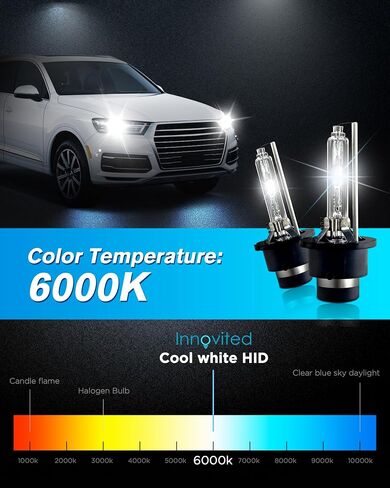 Innovited D2S HID Xenon Headlight Bulbs 6000K Cool White High Low Beam 66040 66240 85122,etc Replacement Bulb - Pack of 2 in Kuwait