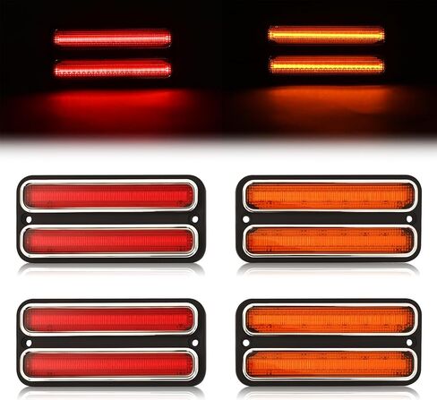 LED Side Marker Light Compatible with 1967-1972 Chevy Chevrolet C10 C20 K10 Blazer GMC C15 C1500 K15 K1500 Pickup Suburban G10 G20 Van Pair LED 4PCS Signal Marker Lamp Amber Lens & Red Lens in Kuwait