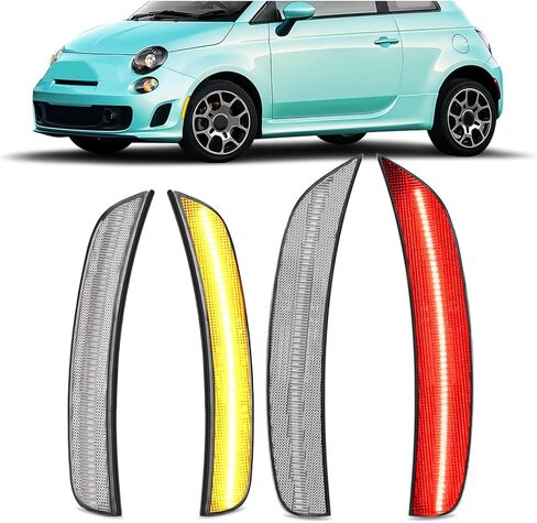 HECASA LED Side Marker Light 4Pcs Compatible with 2012-2019 Fiat 500 500c 500E & 2013-2017 Dodge Viper Front Rear Side Marker Parking Lamp Replacement for FI2555100 FI2554100 Smoke Lens Left & Right in Saudi Arabia