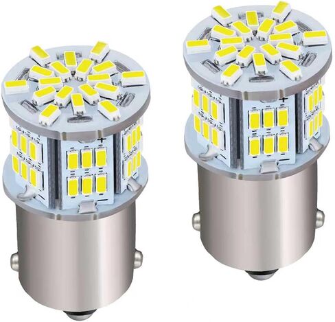 1156 لمبة LED بيضاء 1156 لمبة لمصابيح الفرامل LED عكس إشارة الانعطاف لمبات الإضاءة الخلفية 12V-24V 6800K 54SMD اتصال واحد فائق السطوع أضواء عكسية 1141 1003 7506 BA15S (أبيض) in Kuwait