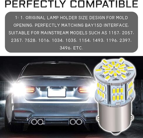 1156 لمبة LED بيضاء 1156 لمبة لمصابيح الفرامل LED عكس إشارة الانعطاف لمبات الإضاءة الخلفية 12V-24V 6800K 54SMD اتصال واحد فائق السطوع أضواء عكسية 1141 1003 7506 BA15S (أبيض) in Kuwait