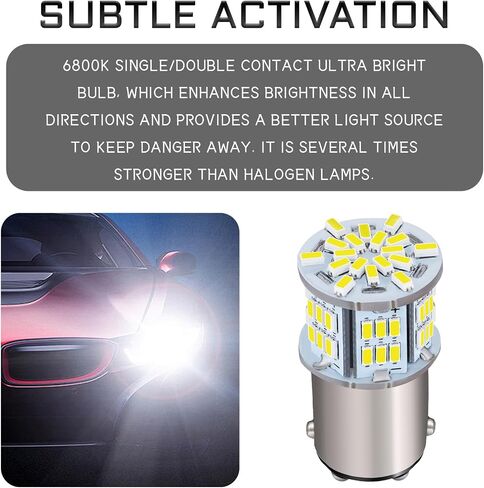 1156 لمبة LED بيضاء 1156 لمبة لمصابيح الفرامل LED عكس إشارة الانعطاف لمبات الإضاءة الخلفية 12V-24V 6800K 54SMD اتصال واحد فائق السطوع أضواء عكسية 1141 1003 7506 BA15S (أبيض) in Kuwait