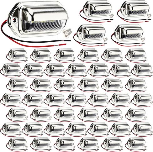 50 Pack 6 LED License Plate Light 12V-24V DC Waterproof License Plate Lamp Taillight Surface Mount White LED Tag Lights for Truck SUV Trailer Van RV Boats Auto Work Utility Flat Bed(Black) in Saudi Arabia