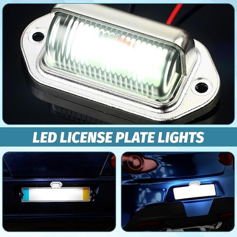 50 Pack 6 LED License Plate Light 12V-24V DC Waterproof License Plate Lamp Taillight Surface Mount White LED Tag Lights for Truck SUV Trailer Van RV Boats Auto Work Utility Flat Bed(Black) in Saudi Arabia