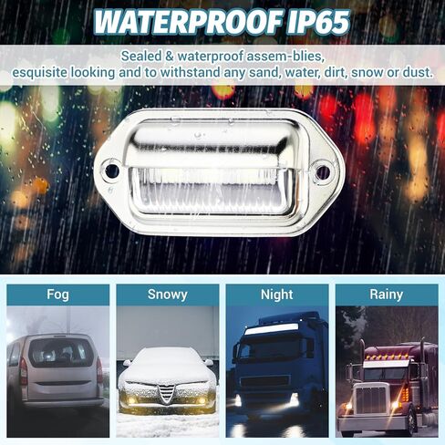 50 Pack 6 LED License Plate Light 12V-24V DC Waterproof License Plate Lamp Taillight Surface Mount White LED Tag Lights for Truck SUV Trailer Van RV Boats Auto Work Utility Flat Bed(Black) in Saudi Arabia