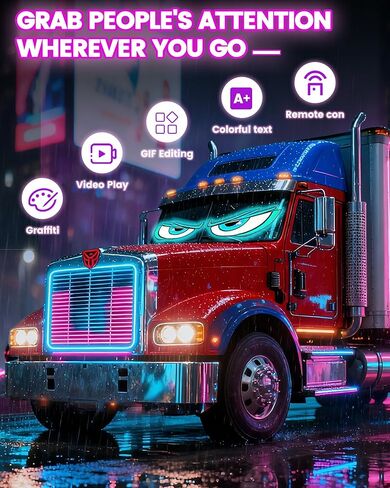2PCS 23"x5" Devil Eyes Light for Windshield-Dual Screen Sync, Led Eyes for Cars/Trucks/SUVs/RV Windshield with APP Control, Custom Text, Animations & Graphics (23x5 Inch-2PCS) in Saudi Arabia