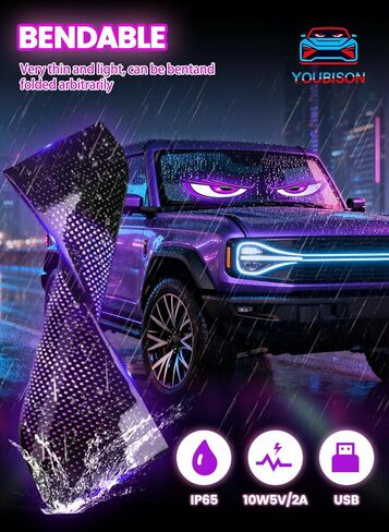 2PCS 23"x5" Devil Eyes Light for Windshield-Dual Screen Sync, Led Eyes for Cars/Trucks/SUVs/RV Windshield with APP Control, Custom Text, Animations & Graphics (23x5 Inch-2PCS) in Saudi Arabia