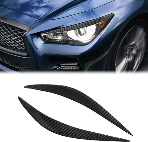 Real Carbon Fiber Headlight Eyebrows Eyelid Trim Compatible with Infiniti Q50 2014-2025, Exterior Decor Sticker Accessories in Saudi Arabia