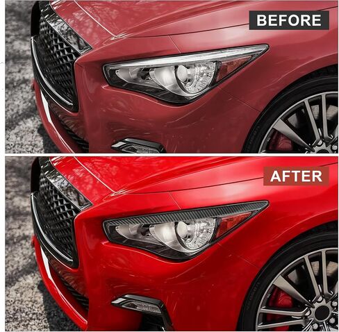 Real Carbon Fiber Headlight Eyebrows Eyelid Trim Compatible with Infiniti Q50 2014-2025, Exterior Decor Sticker Accessories in Saudi Arabia
