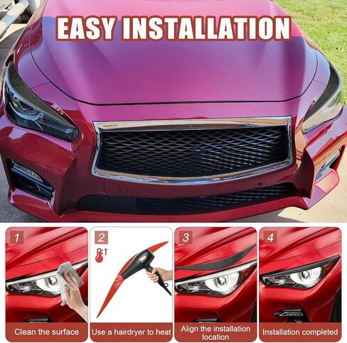 Real Carbon Fiber Headlight Eyebrows Eyelid Trim Compatible with Infiniti Q50 2014-2025, Exterior Decor Sticker Accessories in Saudi Arabia
