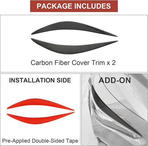 Real Carbon Fiber Headlight Eyebrows Eyelid Trim Compatible with Infiniti Q50 2014-2025, Exterior Decor Sticker Accessories in Saudi Arabia