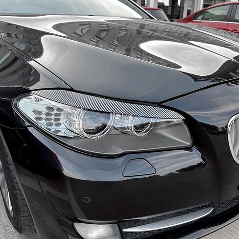زخرفة الحاجب لجفن المصباح الأمامي لسيارة BMW 5 Series F10 F11 2011-2014 مظهر من ألياف الكربون باللون الأسود اللامع in Kuwait