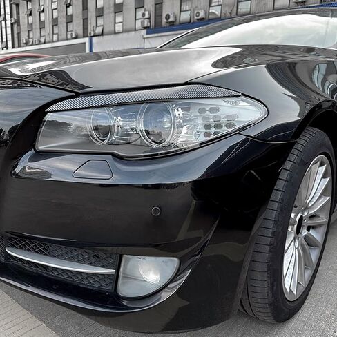 زخرفة الحاجب لجفن المصباح الأمامي لسيارة BMW 5 Series F10 F11 2011-2014 مظهر من ألياف الكربون باللون الأسود اللامع in Kuwait
