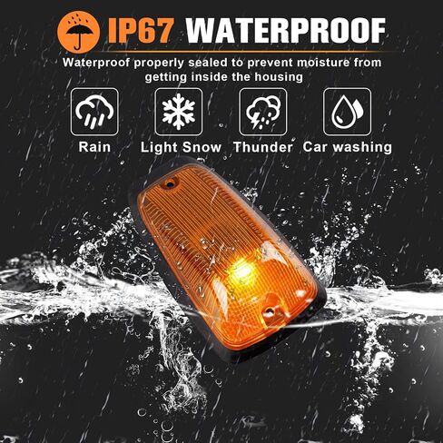 LED Cab Roof Marker Lights for 1988-2002 GMC/Chevy C/K1500 2500 3500 Pickup Trucks, Cab Marker Lights Housing Amber Lens with LED Bulb, Pickup Top Roof Running Light, Pack of 5 in Saudi Arabia