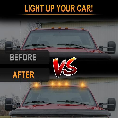 LED Cab Roof Marker Lights for 1988-2002 GMC/Chevy C/K1500 2500 3500 Pickup Trucks, Cab Marker Lights Housing Amber Lens with LED Bulb, Pickup Top Roof Running Light, Pack of 5 in Saudi Arabia