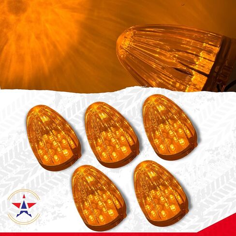 5X Roof Running Top Marker Light Amber 17 LED Amber Lens Replacement for Torpedo Style CAB Light Assemblies Peterbilt Freightliner Mack Volvo 3" Dia/2.7" Hole Distance 12V IP65 in Saudi Arabia