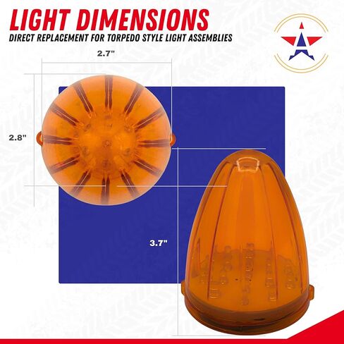 5X Roof Running Top Marker Light Amber 17 LED Amber Lens Replacement for Torpedo Style CAB Light Assemblies Peterbilt Freightliner Mack Volvo 3" Dia/2.7" Hole Distance 12V IP65 in Saudi Arabia