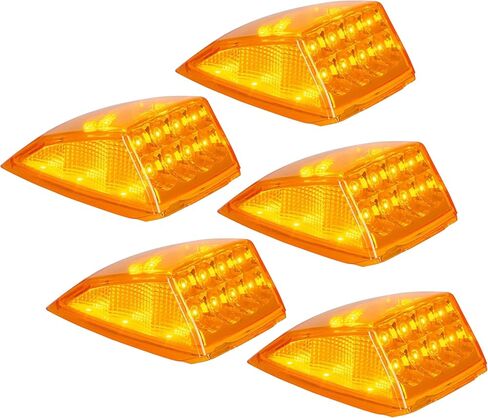 5x Bright Amber Yellow 17 LED Clear Lens Cab Marker Top Clearance Roof Lights Assembly Replacement Semi Truck Trailer Kenworth Peterbilt Freightliner Mack International DOT in Saudi Arabia