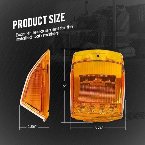 5x Bright Amber Yellow 17 LED Clear Lens Cab Marker Top Clearance Roof Lights Assembly Replacement Semi Truck Trailer Kenworth Peterbilt Freightliner Mack International DOT in Saudi Arabia