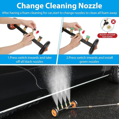 2-in-1 16' Undercarriage Pressure Washer Water Broom, 4000PSI Under Car Pressure Washer Attachment with 3 Pieces Extension Wand & Hub Brusher, Surface Cleaner (without Bottle& Replaceable Nozzle) in Saudi Arabia