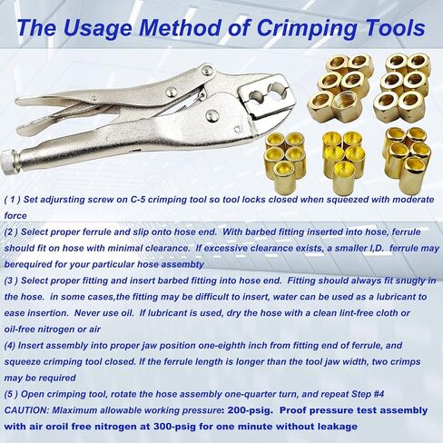 طقم إصلاح خرطوم 58 قطعة، 1/4 معرف. طقم إصلاح خرطوم الشعلة، أداة تجعيد خرطوم الهواء لخراطيم الهواء/خراطيم الشعلة/خراطيم الأكسجين الأسيتيلين، تتضمن التركيبات/أداة العقص/الحلقات/المقرنات/الأقواس/الحلمات/المكسرات وما إلى ذلك in Kuwait